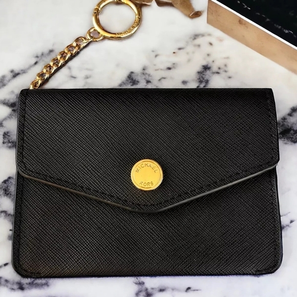 Michael Kors Accessories - Michael Kors Black Gold Keychain Snap Wallet